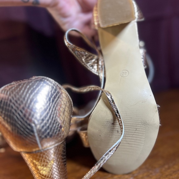 Gold Strappy Women's Sandals - Picture 8 of 10